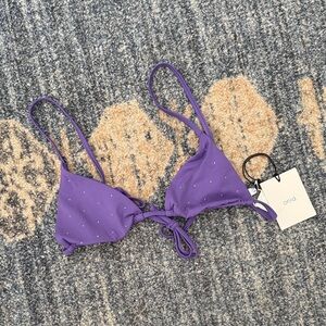 Onia Rhinestone Ultraviolet Alexa Bikini Top